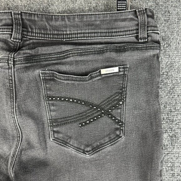 Chicos Jeans Womens 8 So Slimming Black Cotton Stretch Straight Leg Pockets - Picture 7 of 8